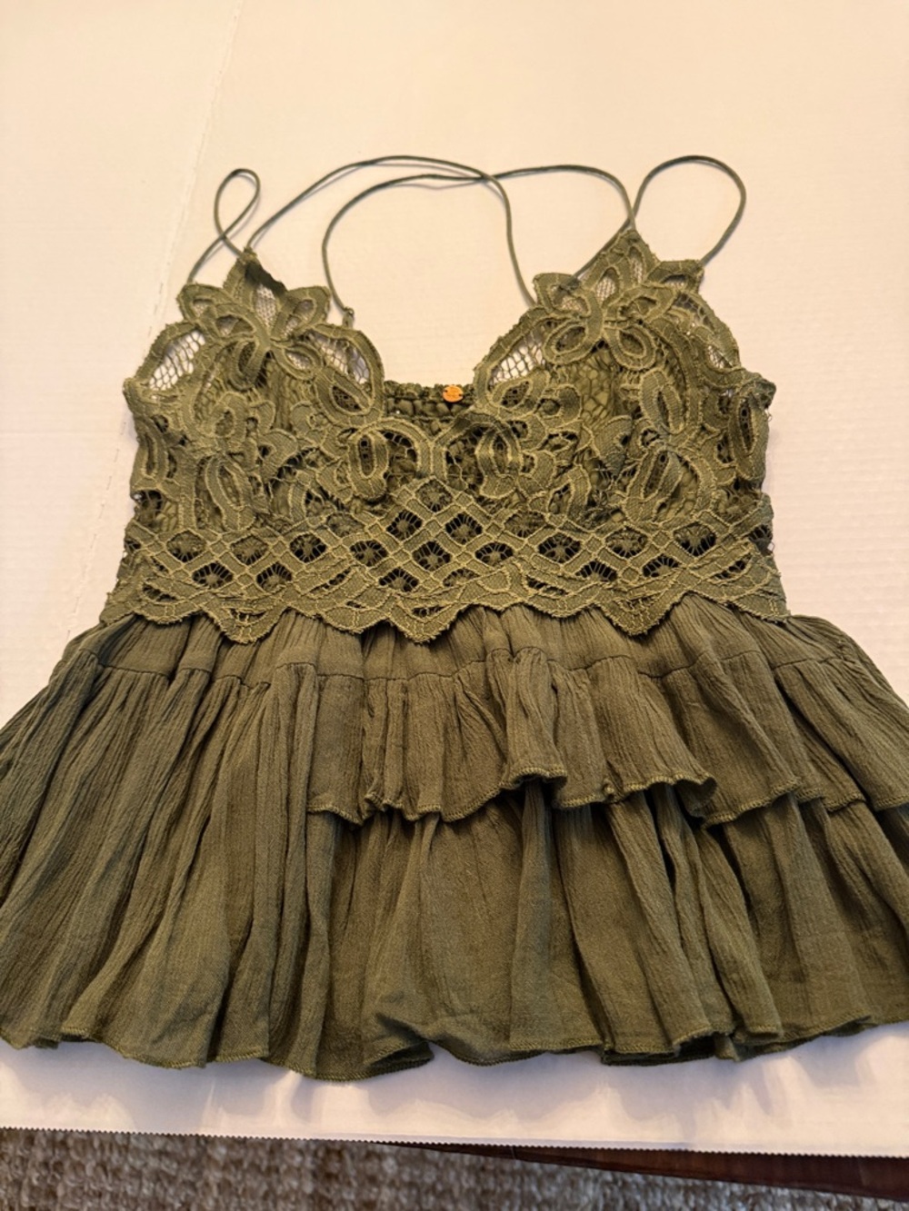 Free People Green Lace Peplum Blouse - Picture 6 of 7